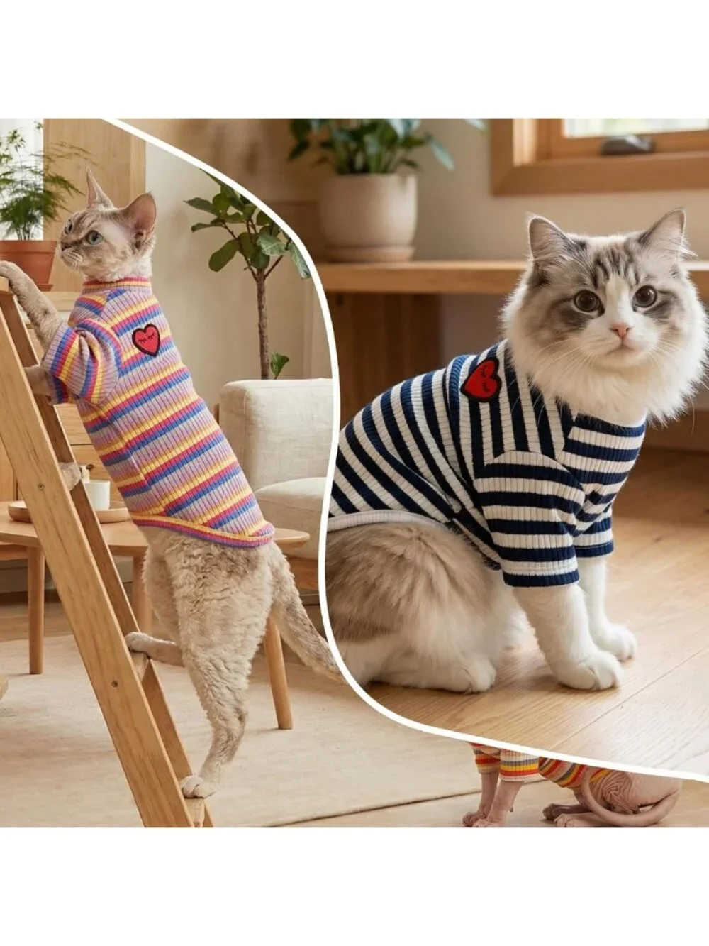 Stylish Hairless Cat Shirt - Breathable Stripe Vest for Everyday Comfort